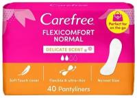 Ежедневные супертонкие прокладки Carefree FLEXICOMFORT NORMAL DELICATE SCENT, женские гигиенические дышащие, с ароматом свежести, 40 шт/упаковка