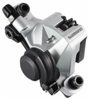 Калипер механический, Shimano BR-M375, серебо, дисковый тормоз передний или задний, Resin колодки, post mount для велосипеда