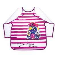 Canpol Babies Нагрудник с рукавами Apron with sleeves "Pirates", 36m+, розовый осминог