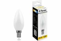 Лампа LED Candle 7Вт свеча Е14 2700К матовая FILAMENT FERON LB-66