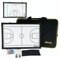 Тактическая доска для баскетбола MIKASA SB-B, 45х30 см, двухсторонняя, кольца для подвешивания, маркеры 2-х цветов и фишки в комплекте
