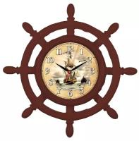 Часы настенные кварцевые Рубин Корабль и дельфины 3615-102 коричневый светлый 35.5 см 35.5 см 35.5 см