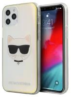 Панель Lagerfeld для iPhone 12/12 Pro, PC/TPU Choupette's head Hard Iridescent