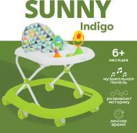 Ходунки детские музыкальные INDIGO SUNNY, 6 колес, зеленый