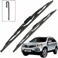 Дворники Kia Sorento (2) XM / Киа Соренто 5 дв. 2009 / 2010 / 2011 / 2012 Щетки стеклоочистителя каркасные для автомобиля 600мм-500мм к-т 2шт