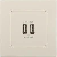 Розетка USB с рамкой GUNSAN Eqona 16401200-100353 скрытая установка бежевая IP20 два модуля USB