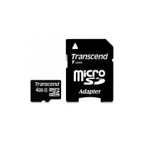 Карта памяти Transcend 4GB MicroSDHC class4 с адаптером sd