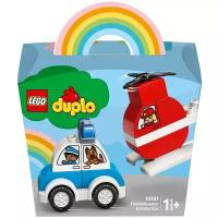 Конструктор LEGO DUPLO Creative Play 10957 Мой первый пожарный вертолет и полицейский автомобиль, 14 дет
