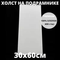 Холст на подрамнике грунтованный 30х60 см, плотность 400 г/м2 для рисования