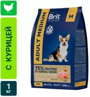 Сухой корм для собак Brit Premium Dog Adult Medium для средних пород с курицей 1кг