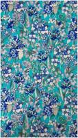 Ткань Хлопок-сатин бирюзово-голубого цвета с цветочным принтом Италия