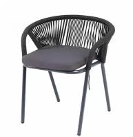 Плетеный стул 4SIS "Женева" из синтетических лент, цвет темно-серый, круглая веревка
