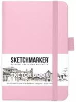 Скетчбук для рисования и скетчинга SKETCHMARKER 140г/м2 9х14см. 160 страниц цвета слоновой кости, твердая обложка, цвет: розовый