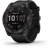 Часы Garmin fenix 7X Sapphire Solar (010-02541-23) титановый черный DLC с силиконовым ремешком