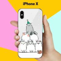 Силиконовый чехол на Apple iPhone X Елка из котов / для Эпл Айфон Икс