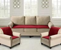 KARTEKS Комплект накидок на диван и два кресла Ромбы цвет: бордовый (70х210 см, 70х150 см - 2 шт)