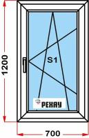 Окно из профиля РЕХАУ BLITZ (1200 x 700) 134, с поворотно-откидной створкой, 2 стекла