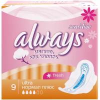 Always прокладки Ultra Sensitive Normal Plus Fresh, 4 капли