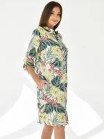 Женское повседневное платье-туника из штапеля, размер 46. Текстильный край