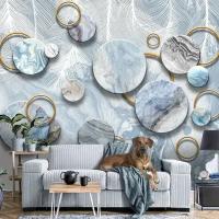 Фотообои флизелиновые с виниловым покрытием VEROL "Мраморные круги", 300х283 см, моющиеся обои на стену, декор для дома