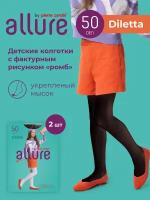 Колготки ALLURE, 50 den, 2 шт., размер 140-146, черный