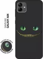 Матовый Soft Touch силиконовый чехол на Samsung Galaxy A04, Самсунг А04 с 3D принтом "Cheshire Cat" черный
