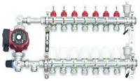 Комплект для тёплого пола на 7 контуров с насосом (Коллектор VR116-07AKN на 07 контуров, Насос циркуляционный, Евроконусы, Насосно-Смесительный узел VR204A)