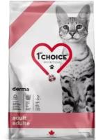 Сухой корм для взрослых кошек с гиперчувствительной кожей 1st choice gf derma (с лососем), 1,8 кг