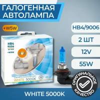 Галогенные лампы серия White 5000K 12V HB4/9006 55W+W5W, комплект 2шт. Ver.2.0