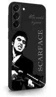 Черный силиконовый чехол MustHaveCase для Samsung Galaxy S22+ Scarface Tony Montana Лицо со шрамом для Самсунг Галакси С22+