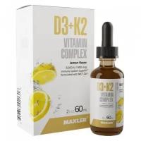 Maxler D3+K2 Vitamin Complex 120 порций в каплях ( США ) витамин Д и Витамин K (с добавлением MCT масла) - Лимон