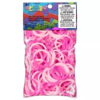 Резинки для плетения браслетов Rainbow Loom Силикон, Розово-Белые, Pink/White (B0041)