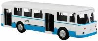 Автобус металлический инерционный ЛИАЗ-677 15 см Цвет Белый/Голубой технопарк SB-16-57-BL-WB