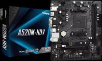 Материнская плата ASRock A520M-HDV, SocketAM4, AMD A520, mATX