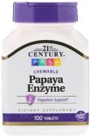 Таблетки 21st Century Papaya Enzyme, 100 шт