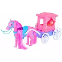 Карета с куклой и лошадкой Amore bello, в коробке, цвет розовый, 37*12*19 см