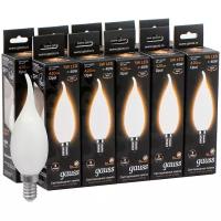 Упаковка ламп 10 штук Gauss Filament Свеча на ветру 5W 420lm 2700К Е14 milky LED 1/10/50