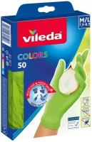 Перчатки Vileda Colors розовые, размер M/L, 50 штук