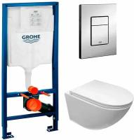 Инсталляция Grohe Rapid SL 38772001 + унитаз Cerutti Sella aria B-2376-3 безободковый с сиденьем