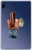 Противоударный силиконовый чехол для планшета Huawei MatePad 10.4 A girl with flowers