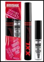 Набор LUXVISAGE Тушь для ресниц XXL и Гель для бровей суперсильной фиксации BROW SUPER FIX