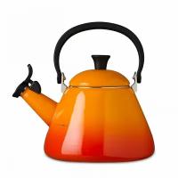 LE CREUSET Эмалированный металлический чайник KONE из нержавеющей стали наплитный со свистком, 1,6 л, оранжевый 92000200090000