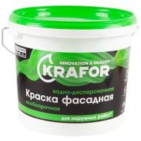 Краска водно-дисперсионная фасадная особопрочная Krafor, 6,5 кг, белая