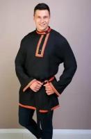 Косоворотка Иван, русская народная рубаха, черная, 40-42