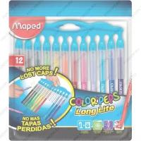 Фломастеры MAPED Color Peps Long Life, средний пишущий узел, смываемые, набор 12 цветов (MAPED 845045)*