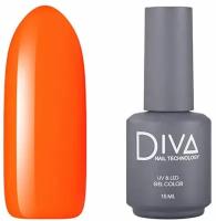 Гель-лак для ногтей Diva Nail Technology плотный, яркий, насыщенный, оранжевый, 15 мл