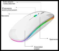 Беспроводная мышь RGB с аккумулятором и поддержкой Bluetooth 5.0, Wi-Fi 2,4GHz / белая