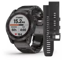 Garmin Fenix 7X Sapphire Solar титановый угольно-серый DLC с угольно-серым титановым DLC браслетом (010-02541-27)