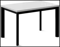 Стол со стеклом Нагано-3G, светлый цемент, стекло cristal, опоры и царга: металлические черные, ДхШ: 130х85 см, в разложенном виде 170 см