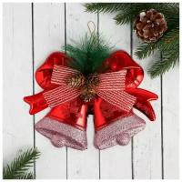 Украшение новогоднее "Колокольчик" шишки и бантики, 19х13 см